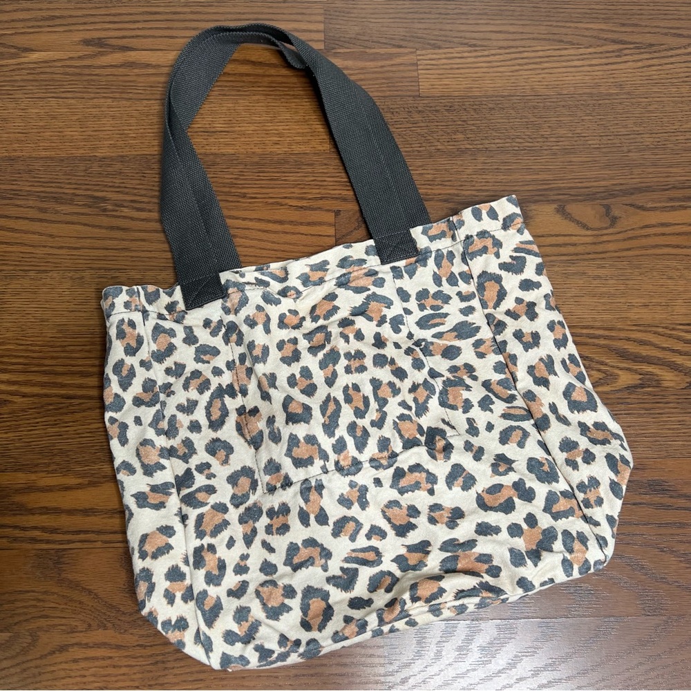 Aerie leopard print canvas tote bag